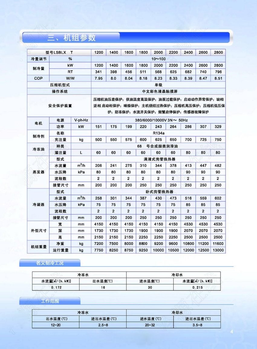 格力CT系列高温离心式冷水机组产品参数1